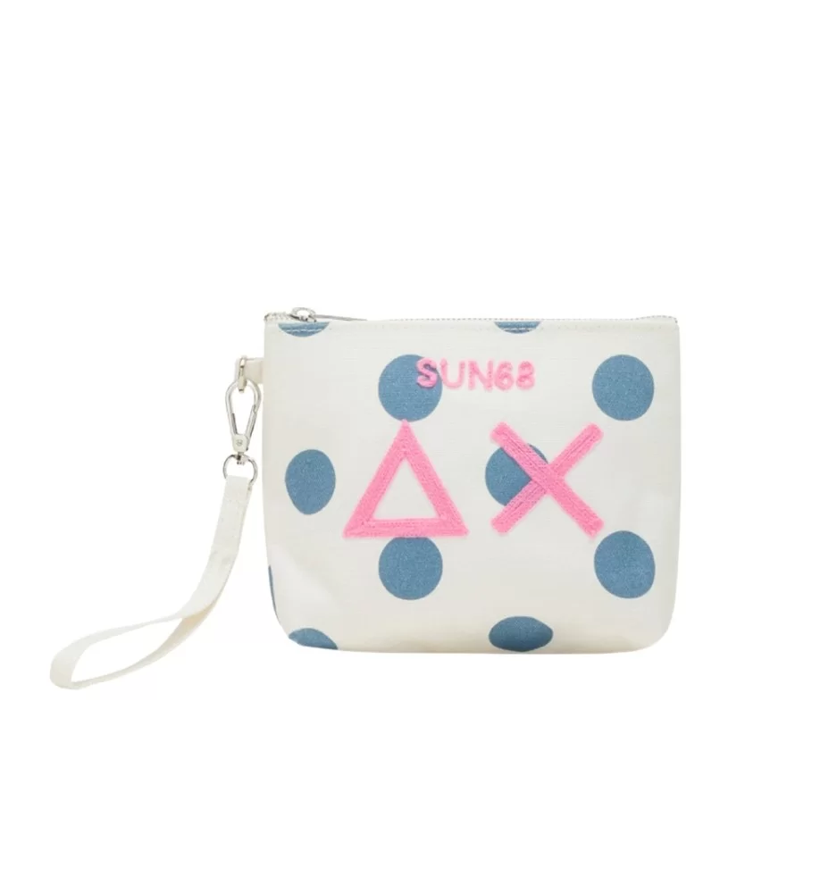 Sun68 Pochette Canvas Printed Punti Bianco E Blu X35225 0180