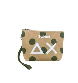 Sun68 Pochette Canvas Printed Punti Beige E Verde X35225 1637