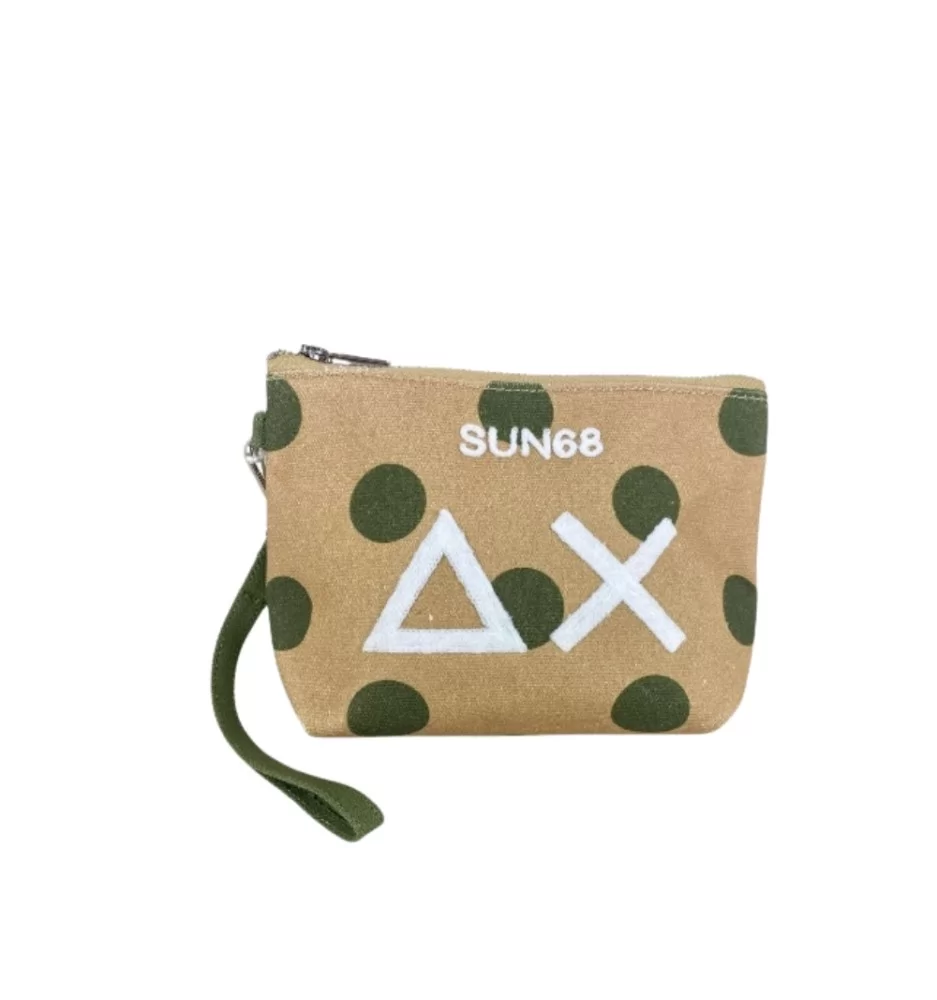 Sun68 Pochette Canvas Printed Punti Beige E Verde X35225 1637