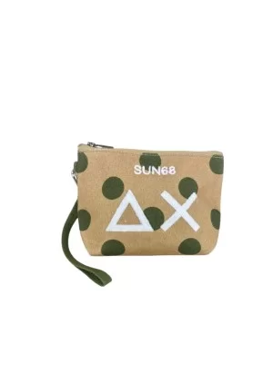 Sun68 Pochette Canvas Printed Punti Beige E Verde X35225 1637