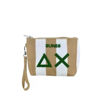 Sun68 Pochette Canvas Printed Beige E Bianco X35225 1601