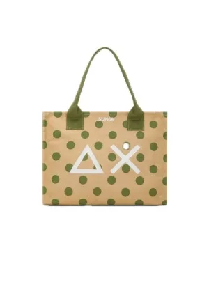 Sun68 Borsa Canvas Printed Big Bag Punti Bianco E Verde X35227 1637