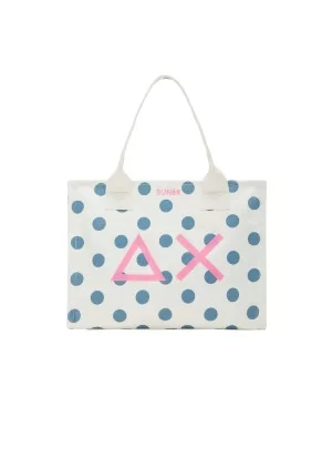 Sun68 Borsa Canvas Printed Big Bag Punti Bianco E Blu X35227 0180