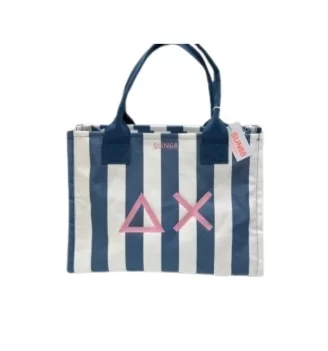 Sun68 Borsa Canvas Printed Big Bag Bianco E Blu X35227 8001