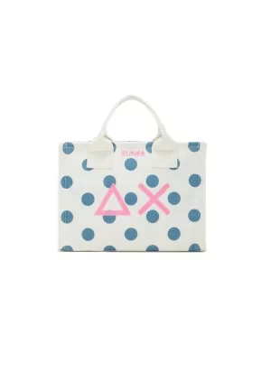 Sun68 Borsa Canvas Printed Bag Punti Bianco E Blu X35226 0180