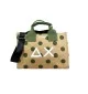 Sun68 Borsa Canvas Printed Bag Punti Beige E Verde X35226 1637