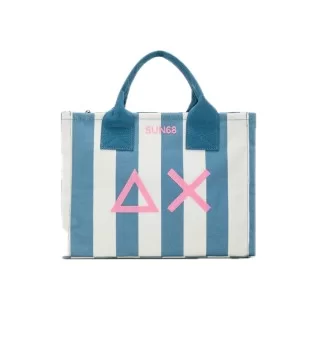 Sun68 Borsa Canvas Printed Bag Blu E Bianco X35226 8001