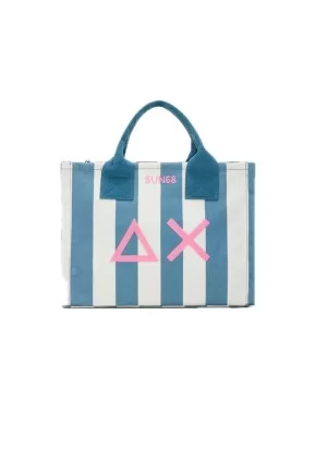 Sun68 Borsa Canvas Printed Bag Blu E Bianco X35226 8001