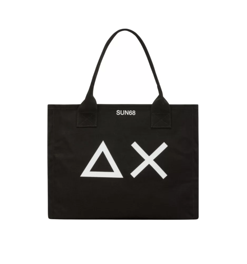 Sun68 Borsa Da Spiaggia Canvas Beach Big Bag Nero X35213 11