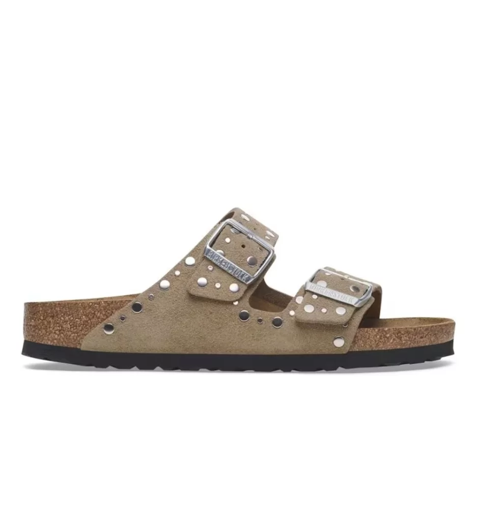 Birkenstock Sandali Arizona Rivet Taupe Suede Marrone 1029390