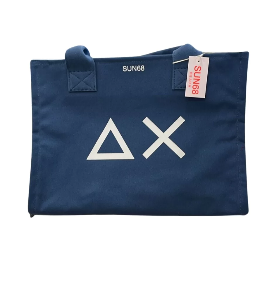 Sun68 Borsa Da Spiaggia Canvas Beach Big Bag Blu X35213 80