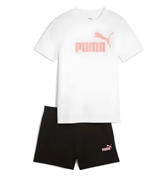 Puma T-shirt Ess No.1 Logo Jr Bianco Rosa e Nero 686307-02