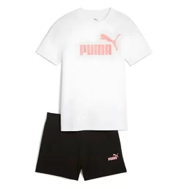 Puma T-shirt Ess No.1 Logo Jr Bianco Rosa e Nero 686307-02