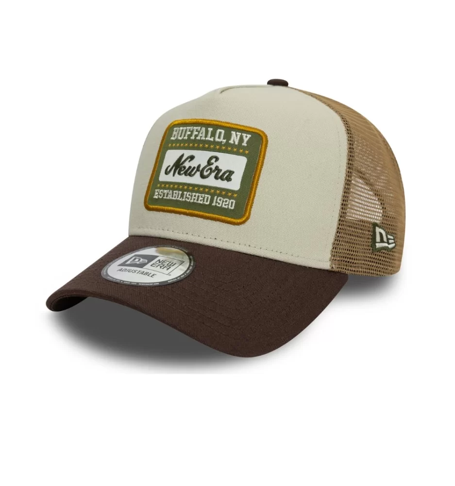 New Era Cappello Patch Cot Canv Trucker Buffalo Ny Beige E Marrone 60603674