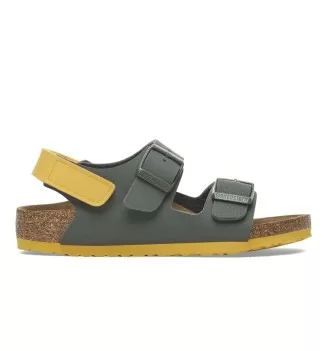 Birkenstock Sandali Milano Kids Desert Soil Thyme Ochre Verde Giallo 1029378