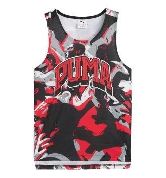 Puma Canotta Rival Rage All Over Printed Mesh Rosso 630820-11