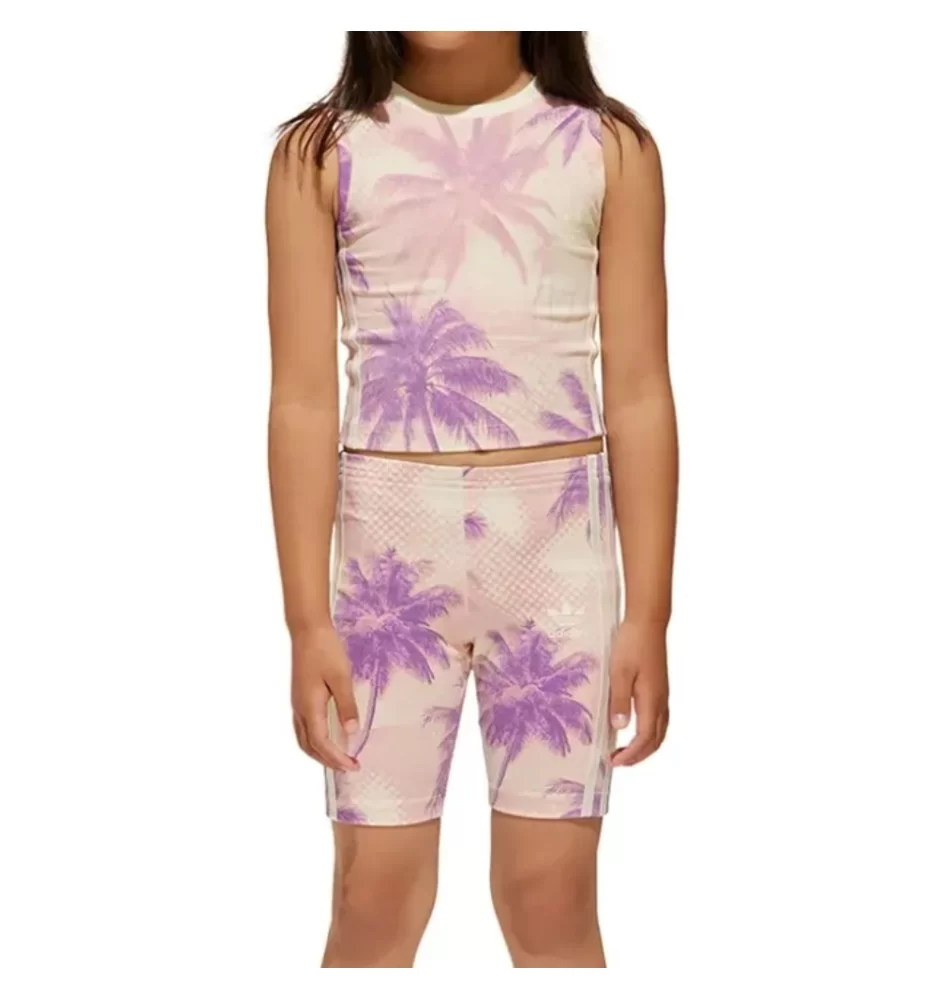 Adidas Tuta Ciclista Palm Tree Beige Rosa Viola JD2931