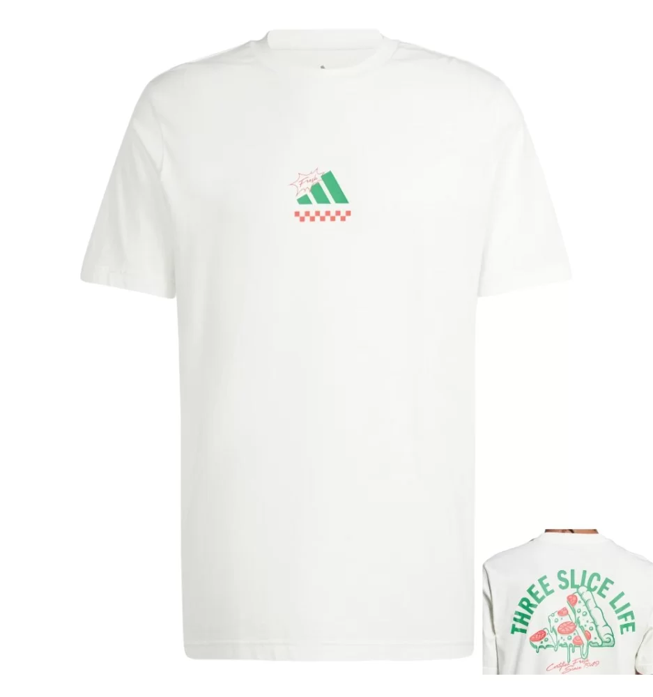 Adidas T-shirt Lounge Pizza Graphic Bianco JJ4016