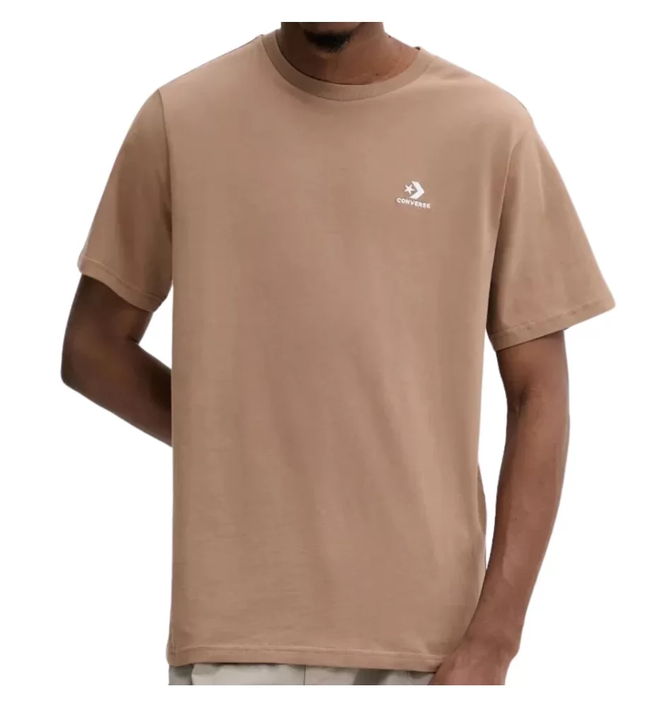 Converse T-shirt Star Chevron Go-To Embroidered Standard Mushroom Forage Marrone 10023876-A46