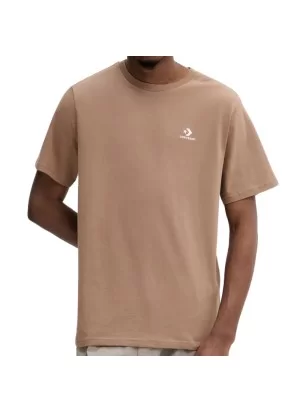 Converse T-shirt Star Chevron Go-To Embroidered Standard Mushroom Forage Marrone 10023876-A46