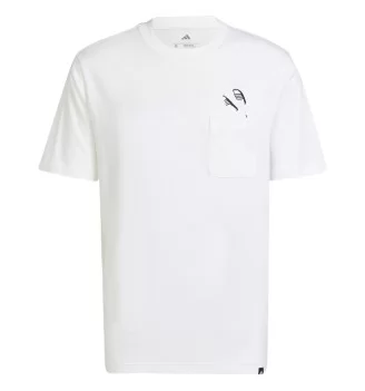 Adidas T-shirt Lounge Slides Graphic Pocket Bianco JC5282