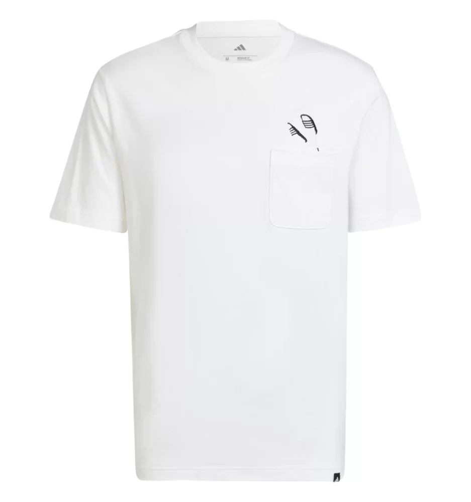 Adidas T-shirt Lounge Slides Graphic Pocket Bianco JC5282