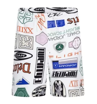 Jordan Pantaloncini Essentials French Terry All Over Print Bianco 95D743-782