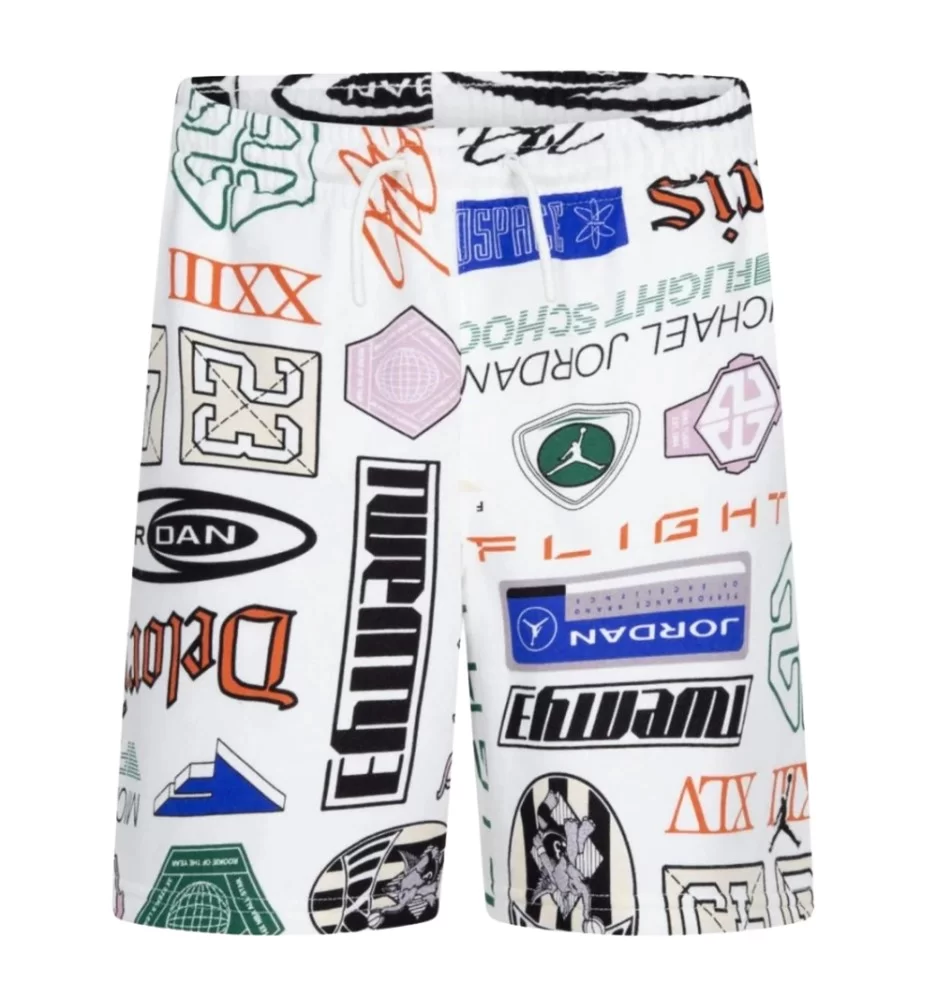 Jordan Pantaloncini Essentials French Terry All Over Print Bianco 95D743-782