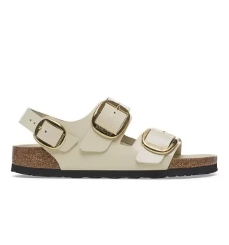 Birkenstock Sandalo Milano Big Buckle Ecru Bianco 1025395