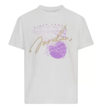 Jordan T-shirt Hoops Classics Bianco Lilla 45D919-782