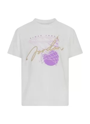 Jordan T-shirt Hoops Classics Bianco Lilla 45D919-782