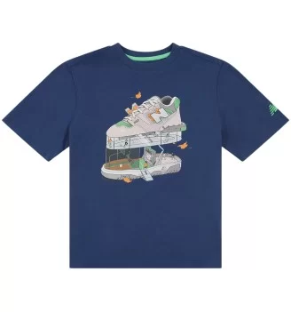 New Balance T-shirt Fitness Centre Illustrated Graphic Kids Blu LAKB0165 NNY