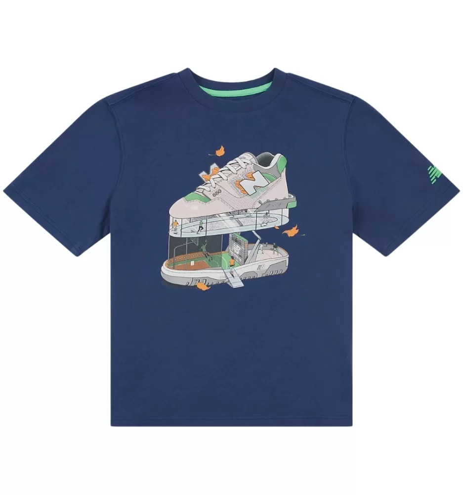 New Balance T-shirt Fitness Centre Illustrated Graphic Kids Blu LAKB0165 NNY