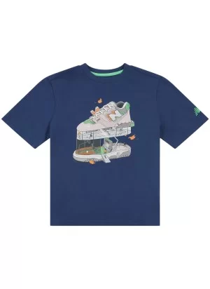New Balance T-shirt Fitness Centre Illustrated Graphic Kids Blu LAKB0165 NNY