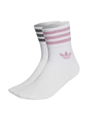 Adidas Calzini Mid Cut Glitter 2 Paia Bianco Nero Rosa HK0301
