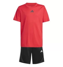 Adidas Tuta Train Essentials 3-Stripes Junior Rosso Nero JJ1028