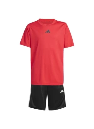 Adidas Tuta Train Essentials 3-Stripes Junior Rosso Nero JJ1028