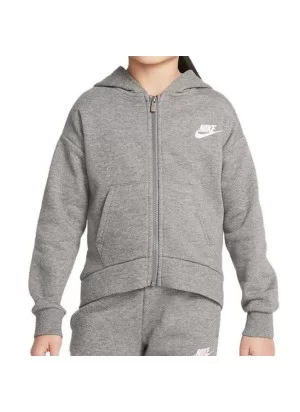 Nike Felpa Cappuccio e Zip Club Fleece High Low Bambini Grigio 36I254-GEH
