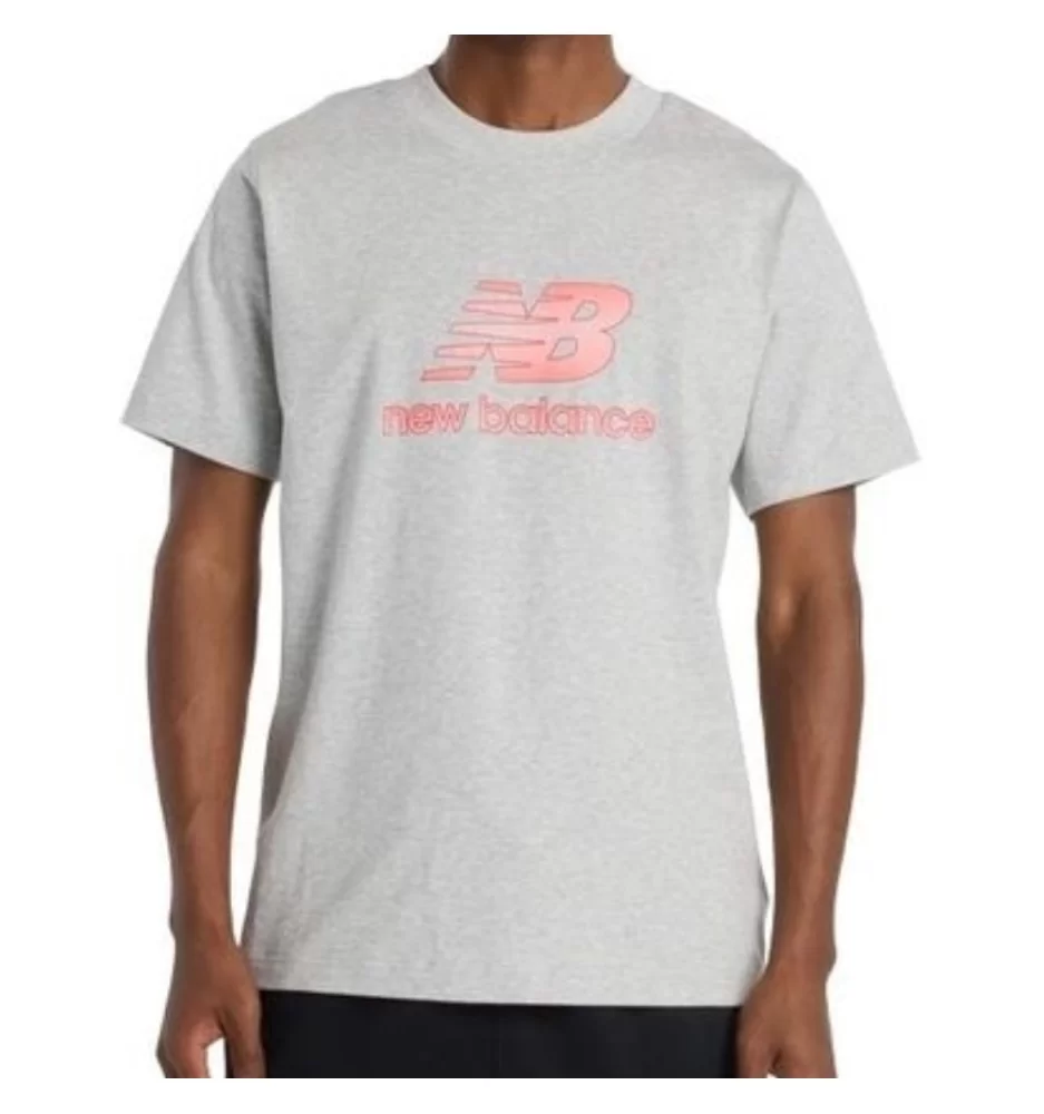 New Balance T-shirt Sport Essentials Speckle Logo Grigio MT53502AG