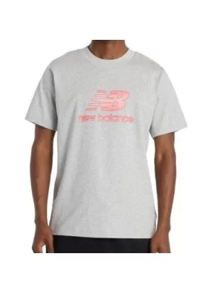 New Balance T-shirt Sport Essentials Speckle Logo Grigio MT53502AG
