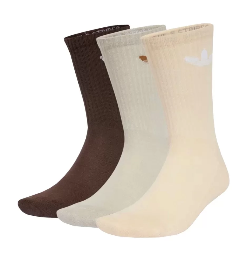 Adidas Calzini Trefoil Crew 6 Paia Beige Marrone Grigio IX5274