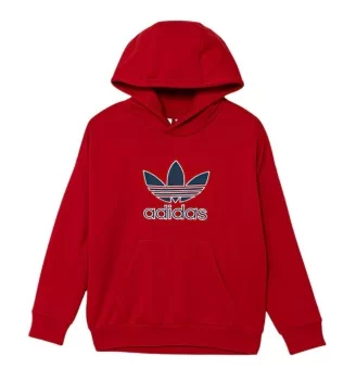 Adidas Felpa Cappuccio Trefoil Kids Rosso JV8652
