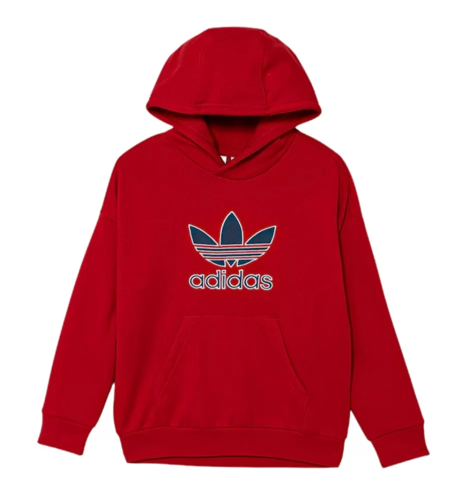 Adidas Felpa Cappuccio Trefoil Kids Rosso JV8652
