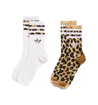 Adidas Calzini Crew Leopardati 2Paia Bianco Marrone | Adidas | 