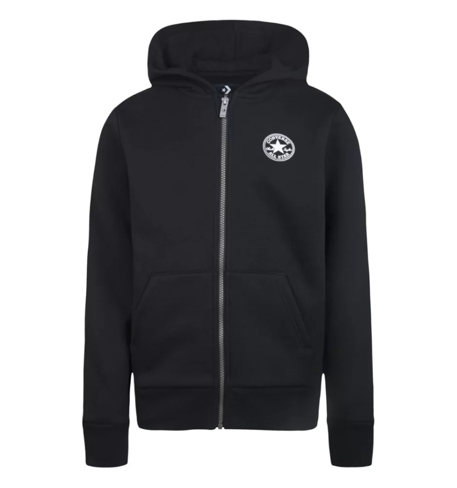 Converse Felpa Cappuccio Full Zip Fleece Chest Core Kids Nero 9CC857-023