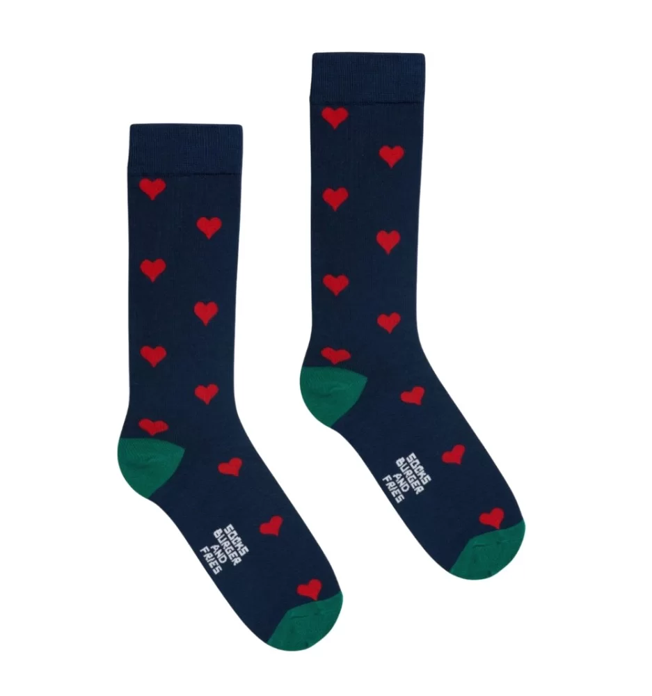 Burger And Fries Calzini Cuore Blu Navy Rosso Verde BF1402 0730