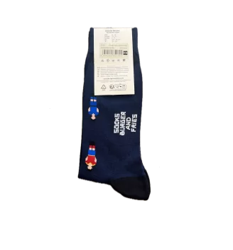 Burger And Fries Calzini Sport Blu Navy Nero | Socks Burger and Fries | 