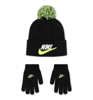 Nike Guanti Berretto Chenille Peak Kids Nero Verde 9A3150-023
