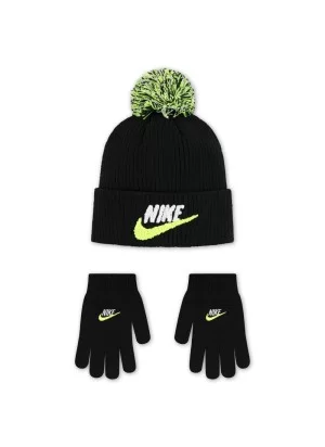 Nike Guanti Berretto Chenille Peak Kids Nero Verde 9A3150-023