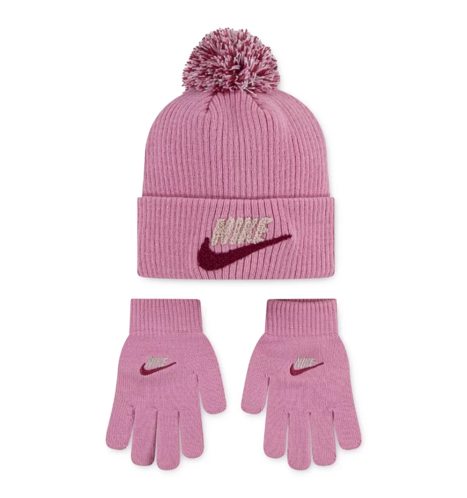Nike Guanti Berretto Chenille Peak Kids Rosa 9A3150-ACG